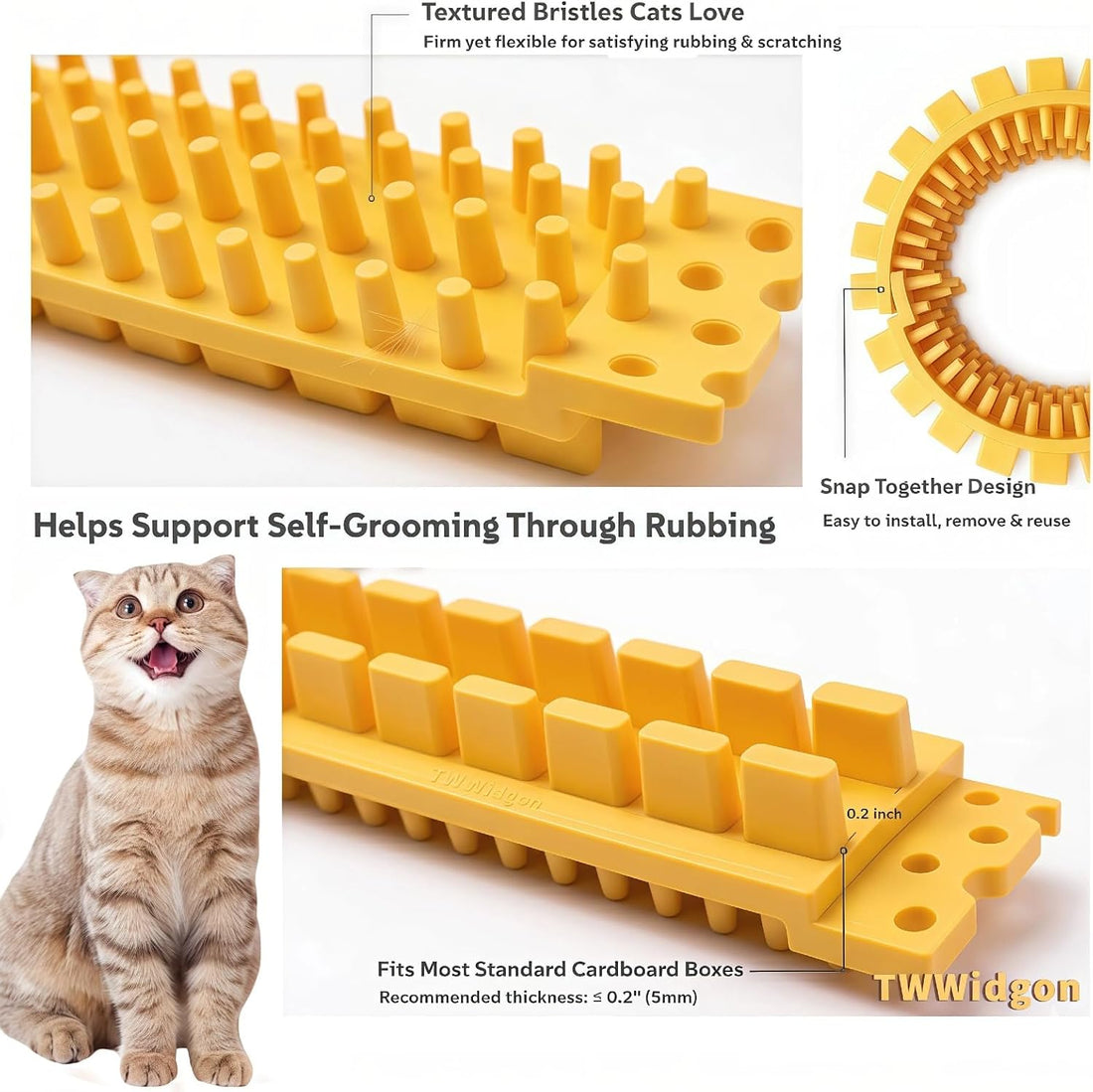 Cat Self Groomer Arch for Cardboard Boxes(Yellow | Refill)