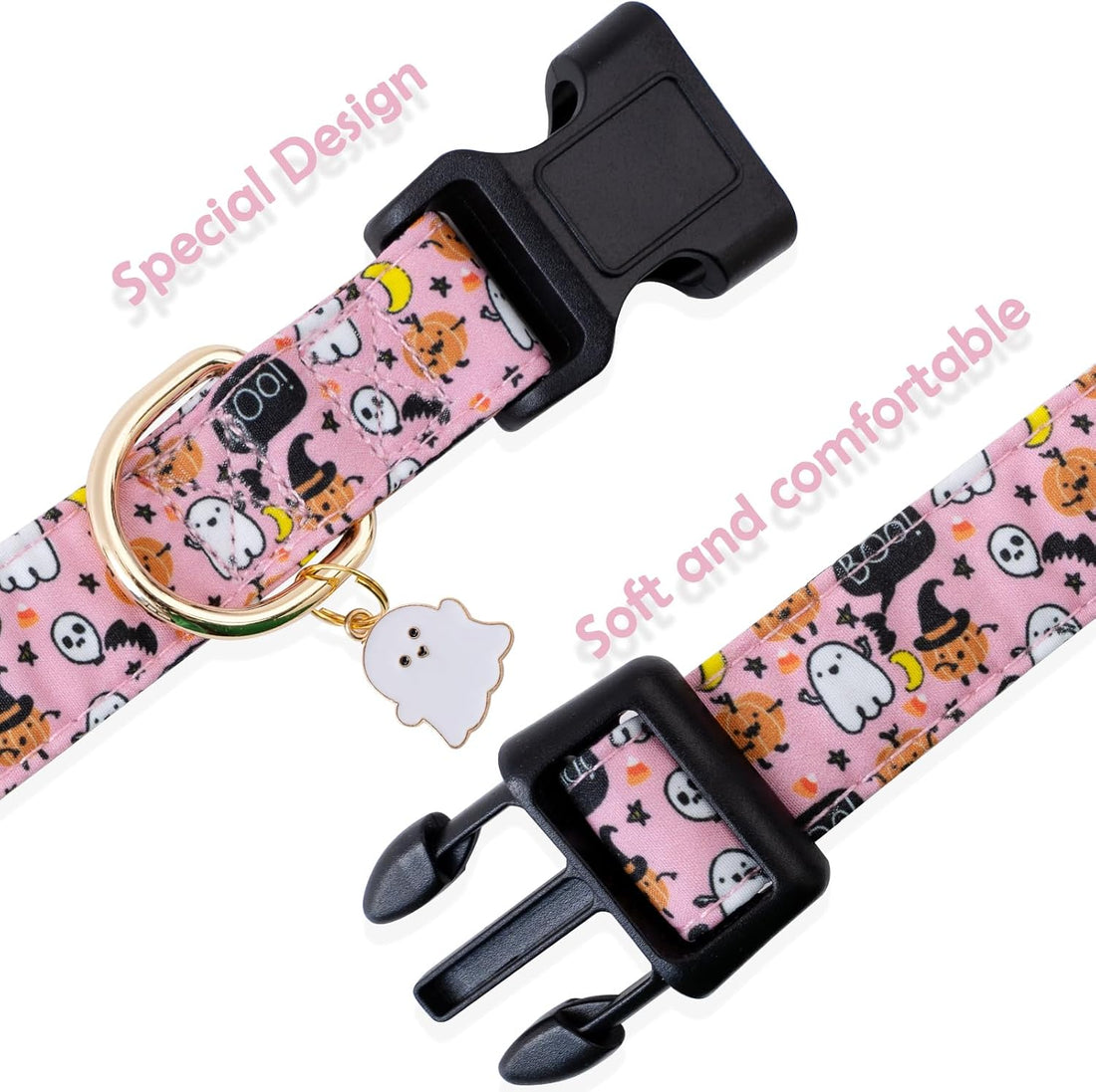 Faygarsle Pink Halloween Dog Collar for Small Medium Large Dogs M