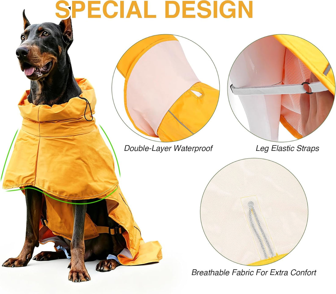 Skmeditec Dog Raincoat with Hood, Waterproof Puppy Rain Coat