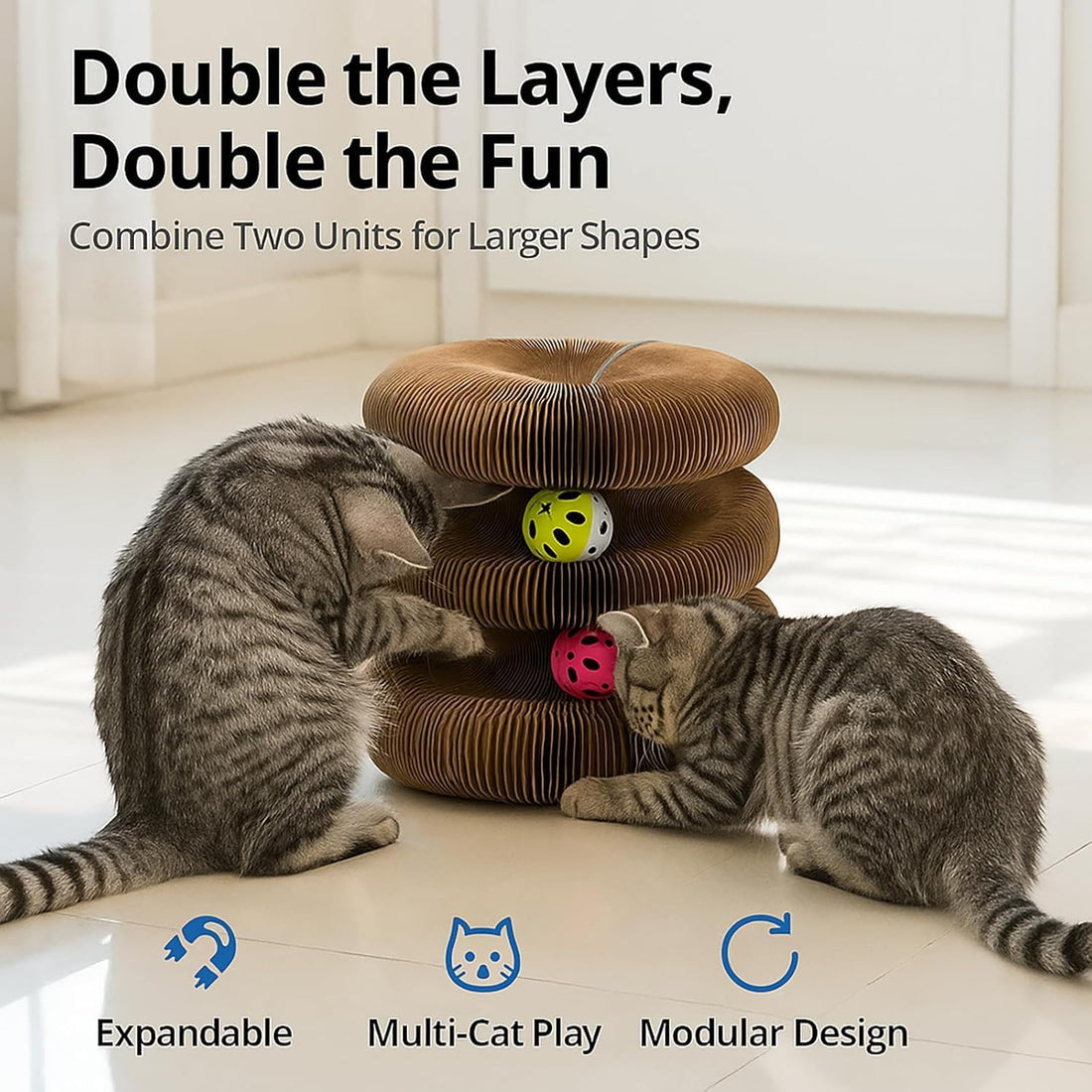 Interactive Cat Toy, Kitty Curls Cat Scratcher