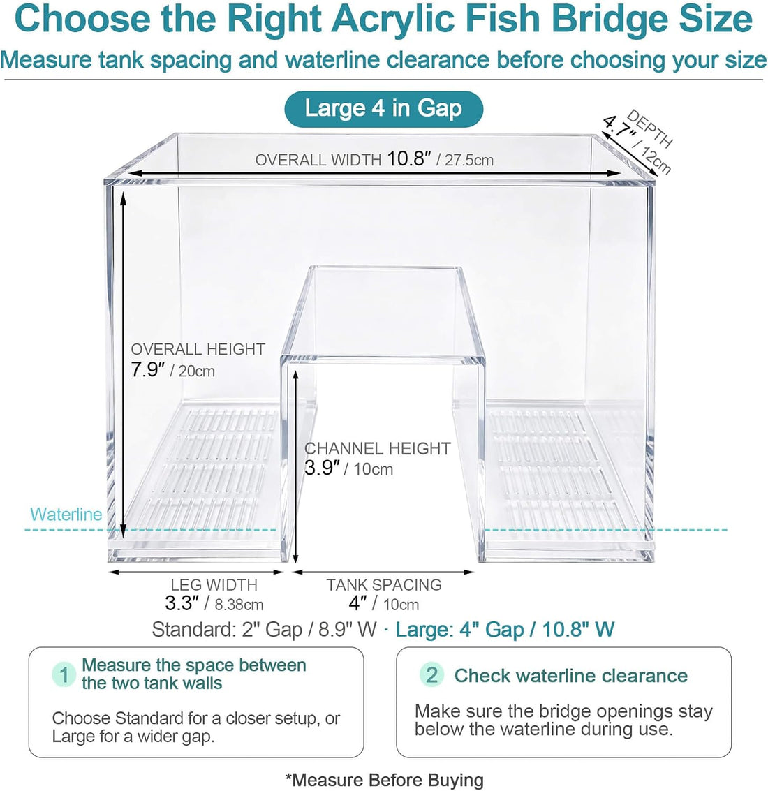 Two-Tank Aquarium Bridge, 4 in Gap Negative Pressure Fish Tank Kit