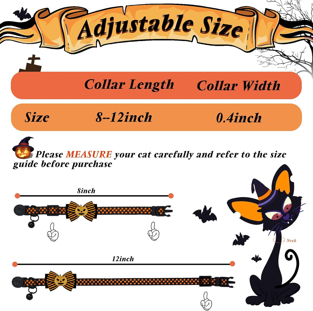 azuza 2 Pack Halloween Cat Collars with Bell