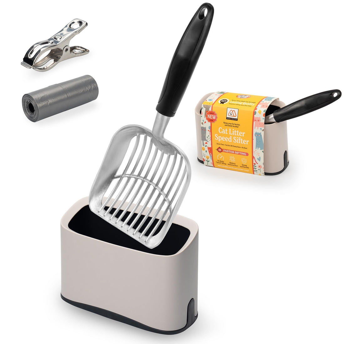 Heavy Duty Full Metal Cat Litter Scoop with Holder