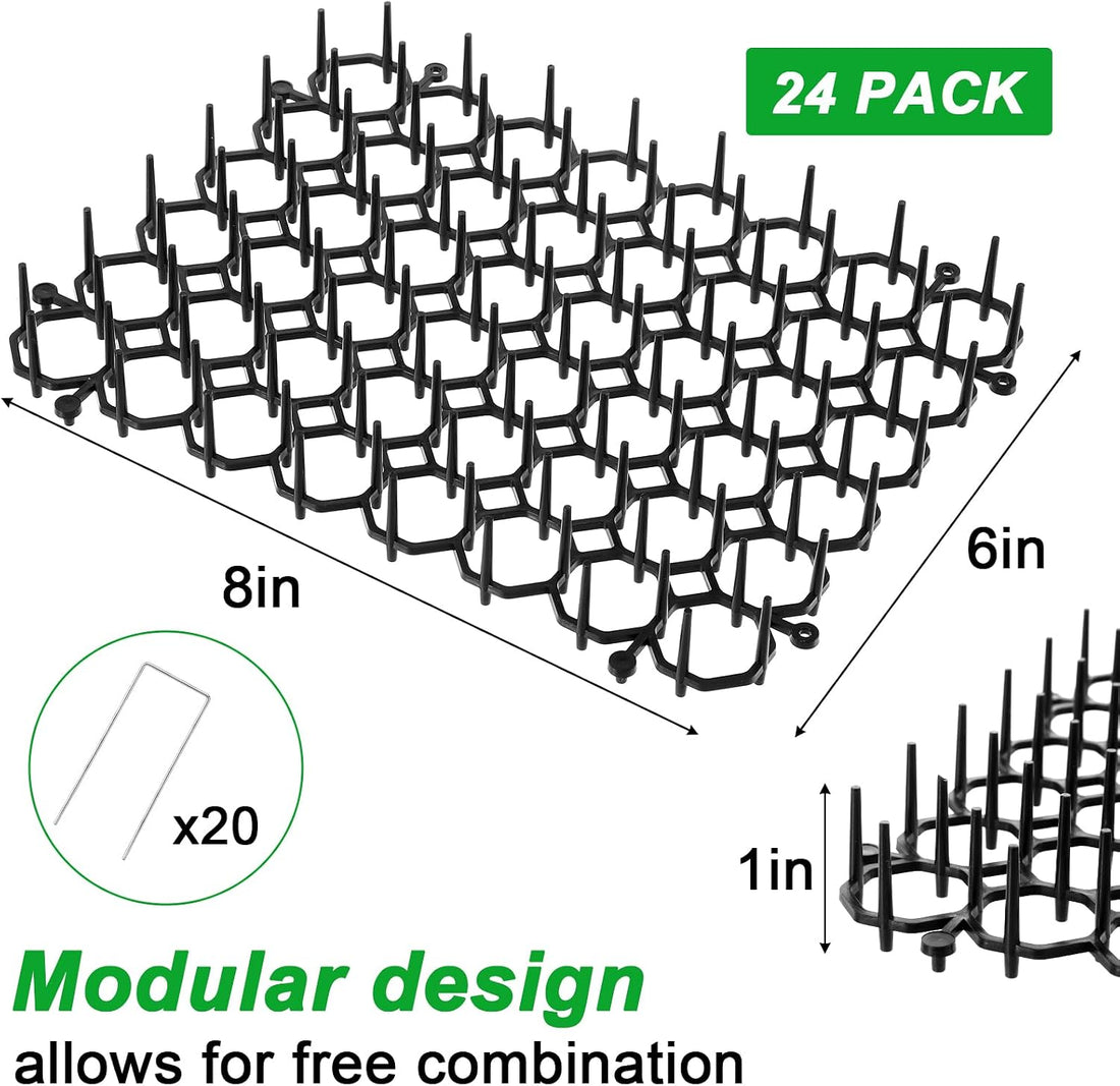 24 Pack Scat Mat for Cats , Cat Spike Deterrent Mats with 20 U-Shaped