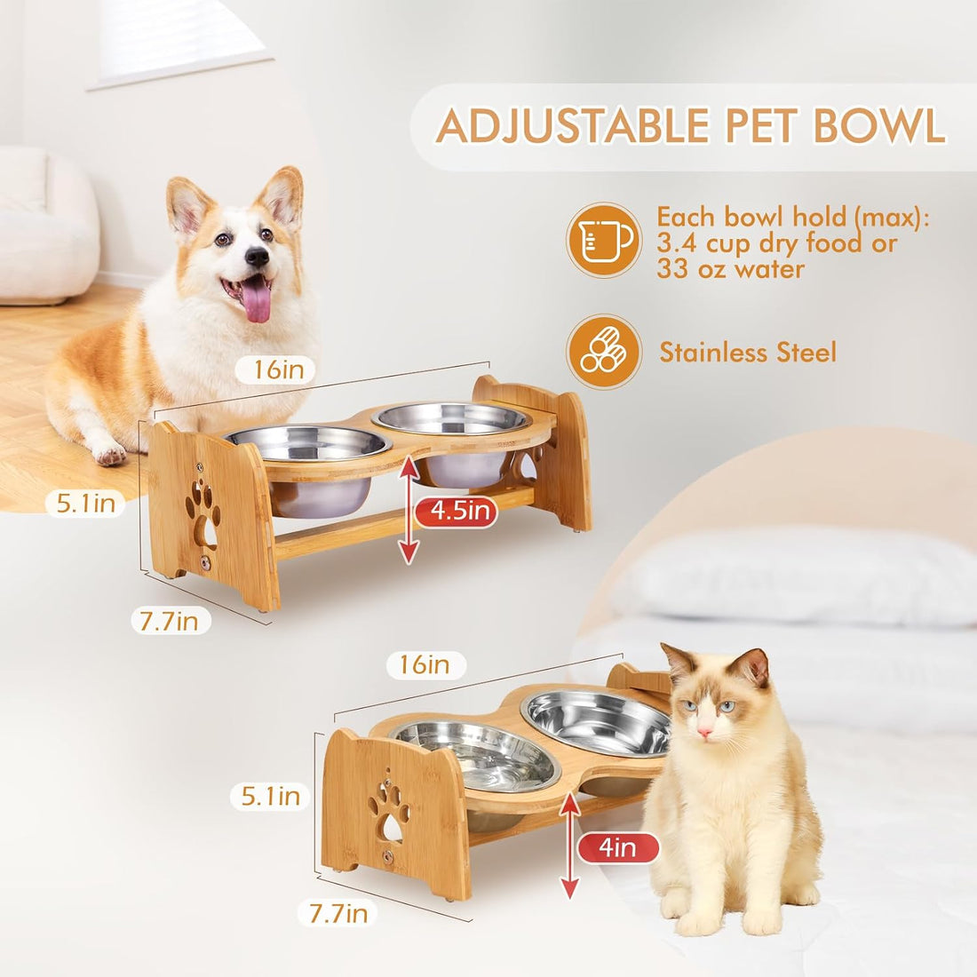 X-ZONE PET Elevated Dog Bowls for Cats and Dogs