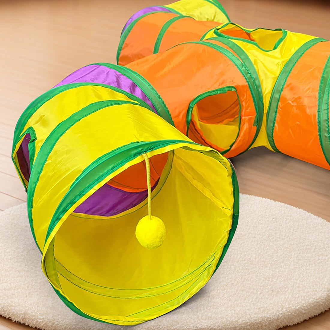 3-Way Cat Tunnels for Indoor Cats with Peek Hole