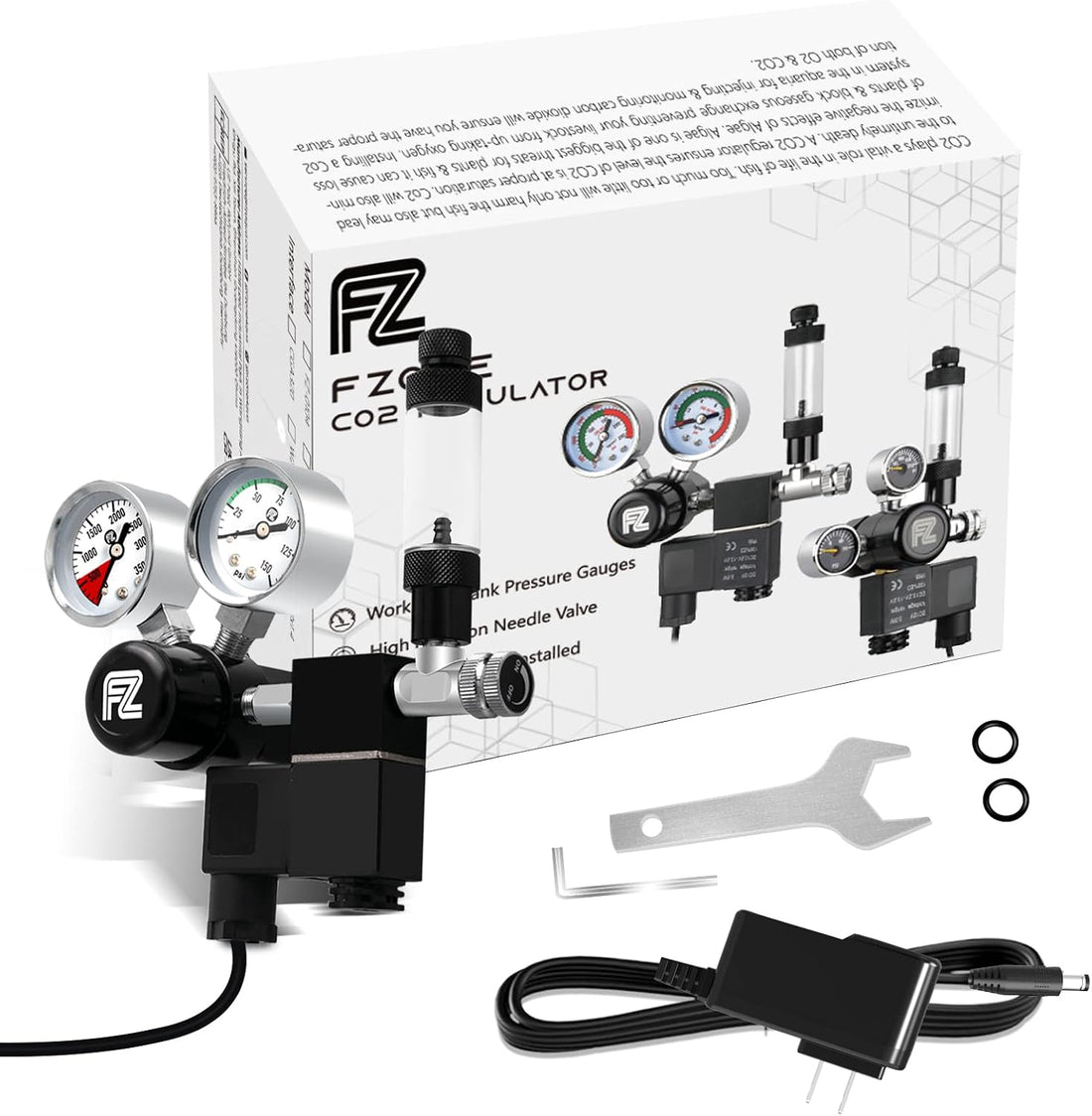 FZONE Aquarium CO2 Regulator for CGA320 Side Open CO2 Cylinder