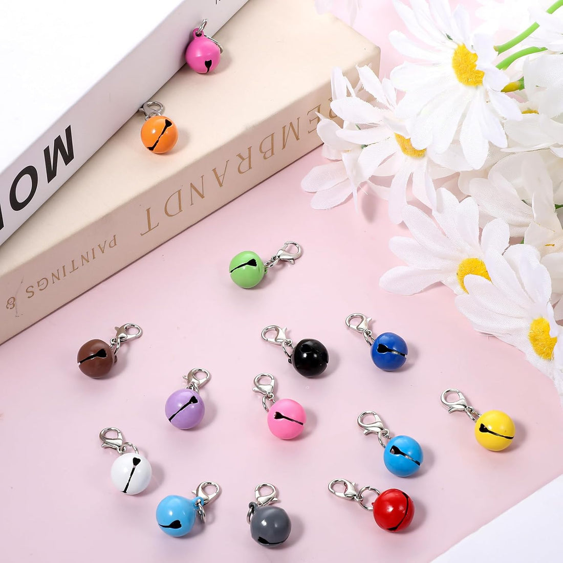 Larrel 14 Pcs Pet Bell, Small Dog Collar Bell with Key Rings Clasps