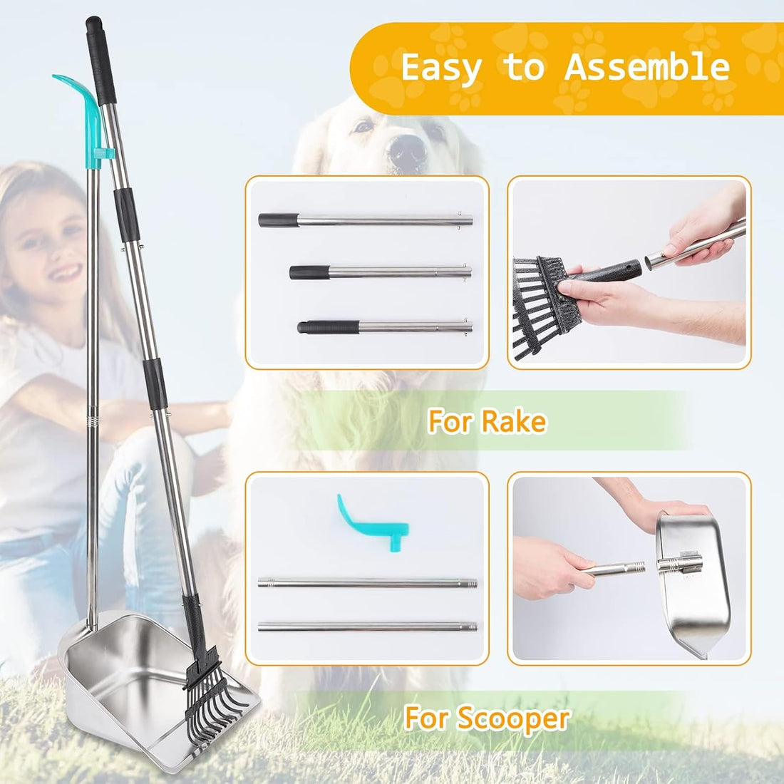 Dog Pooper Scooper for Large Dogs with Large Capacity Tray