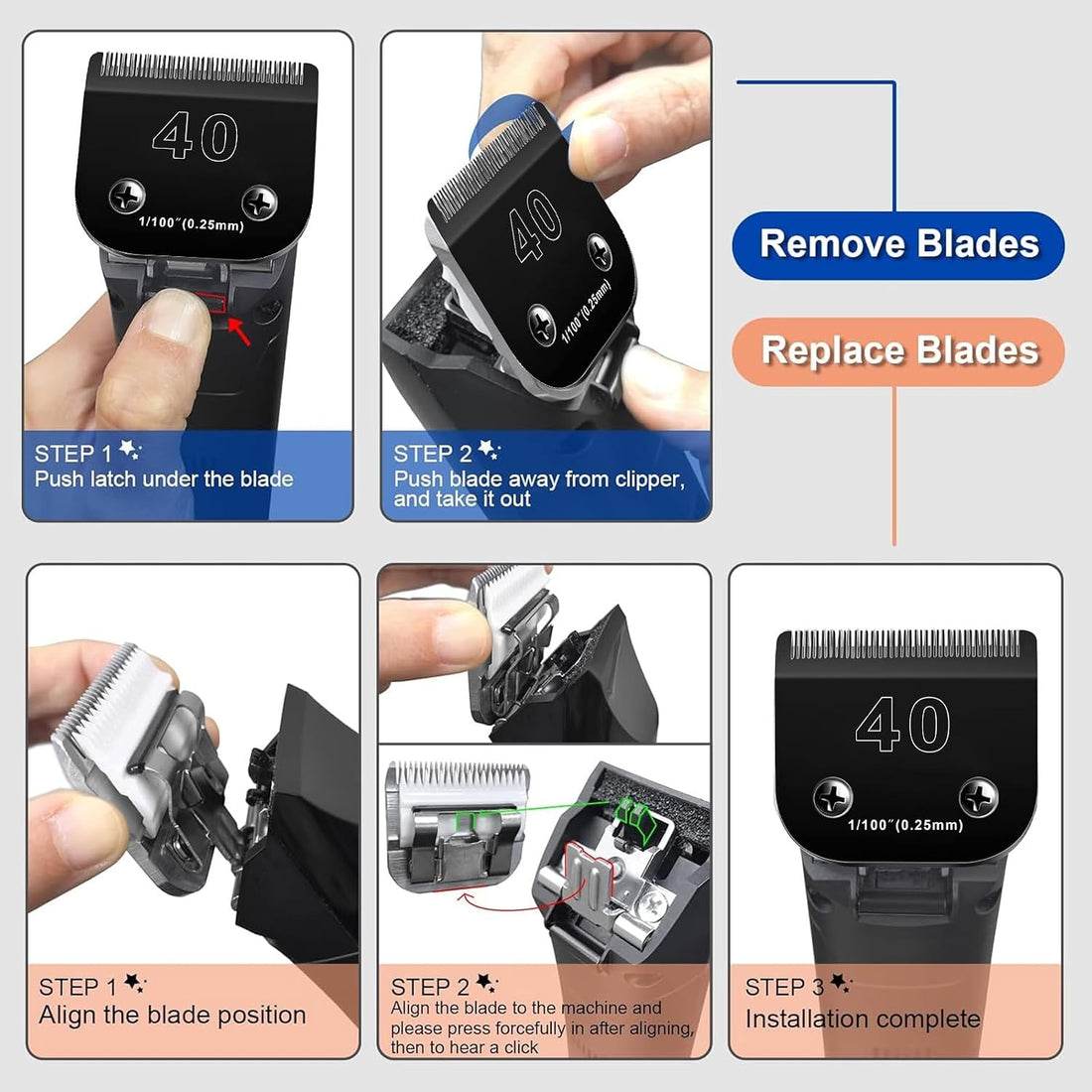 7F Blades Dog Grooming Blades Compatible with Andis/Oster A5