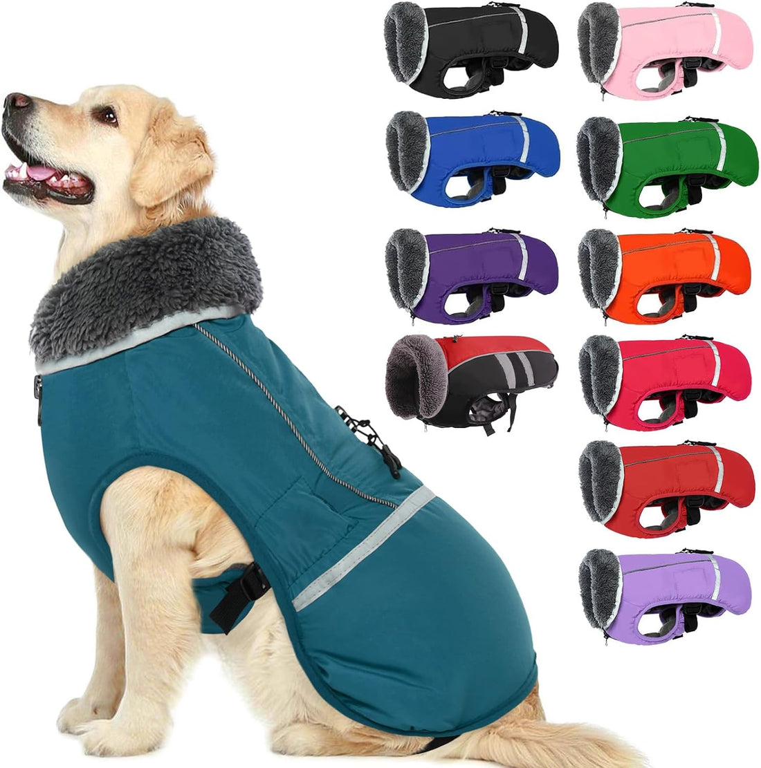 QBLEEV Warm Dog Coat, Reflective Dog Jacket
