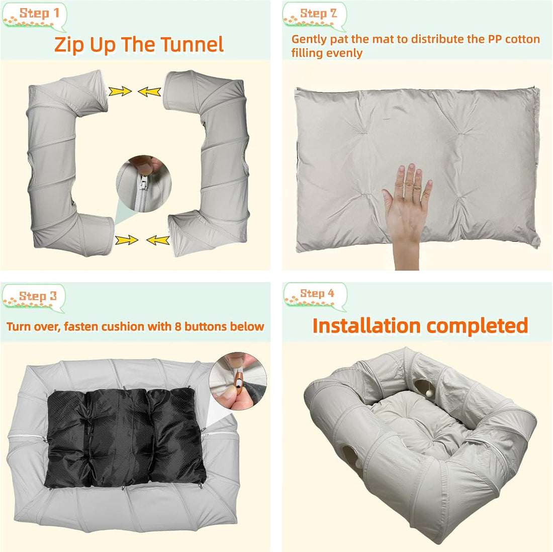 XxingSheep 4 Ways Shuttled XL Cat Tunnel Bed for Indoor Cats Peekaboo