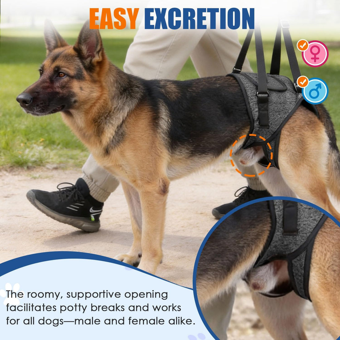 SlowTon Dog Lift Harness, Adjustable Dog Sling for Medium Large Dogs
