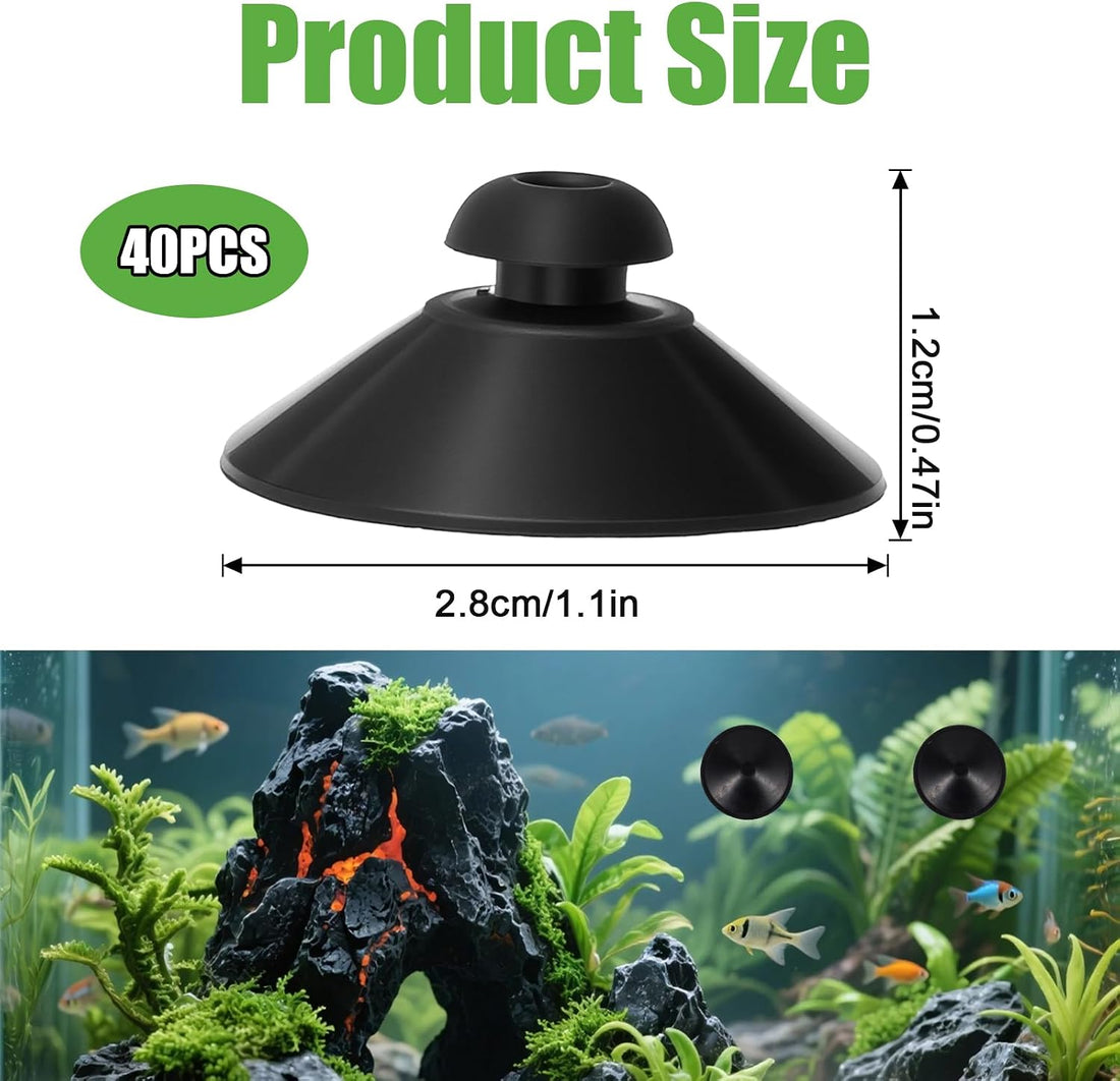 40PCS Fish Tank Suction Cups,Rubber Black Suction Cups
