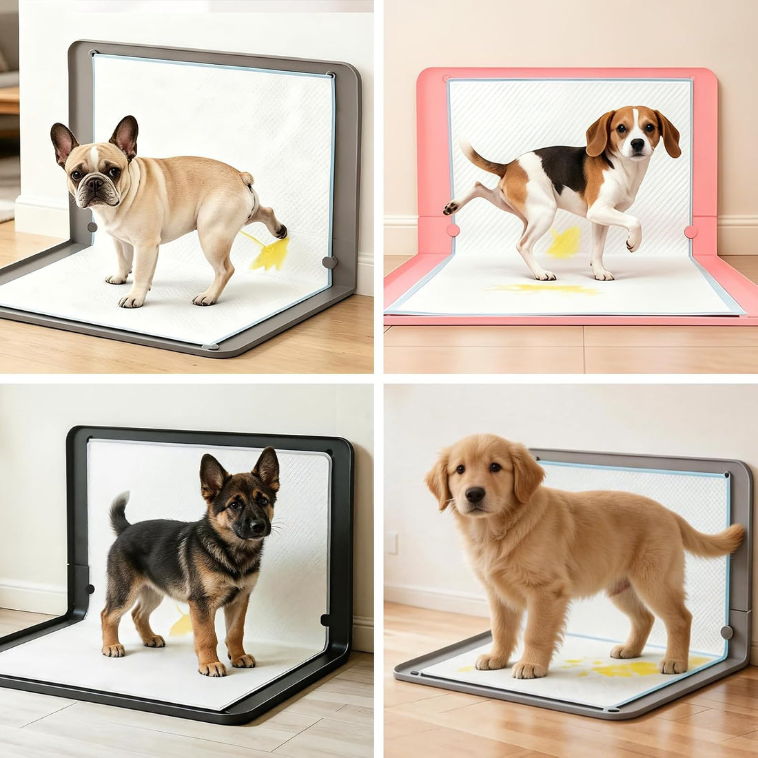 Dog Pee Pad Holder, Silicone Tray, 4-Corner Fixing, 35x25 inch