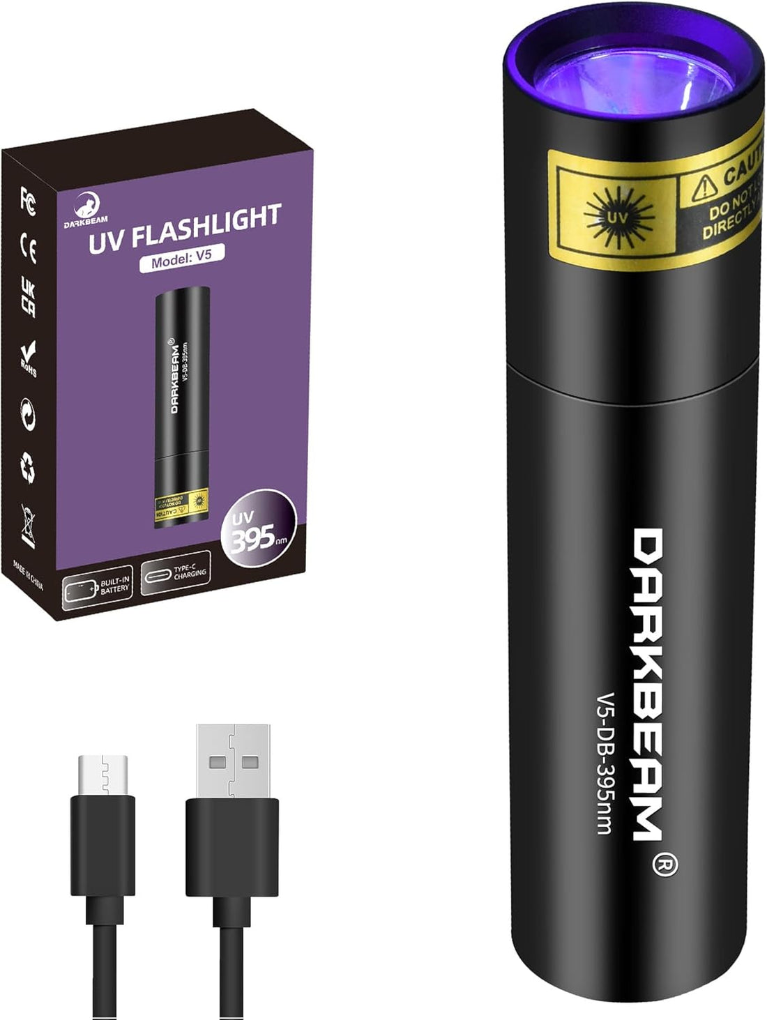 DARKBEAM UV Flashlight 395nm Black Light Pocket Woods Lamp Blacklight