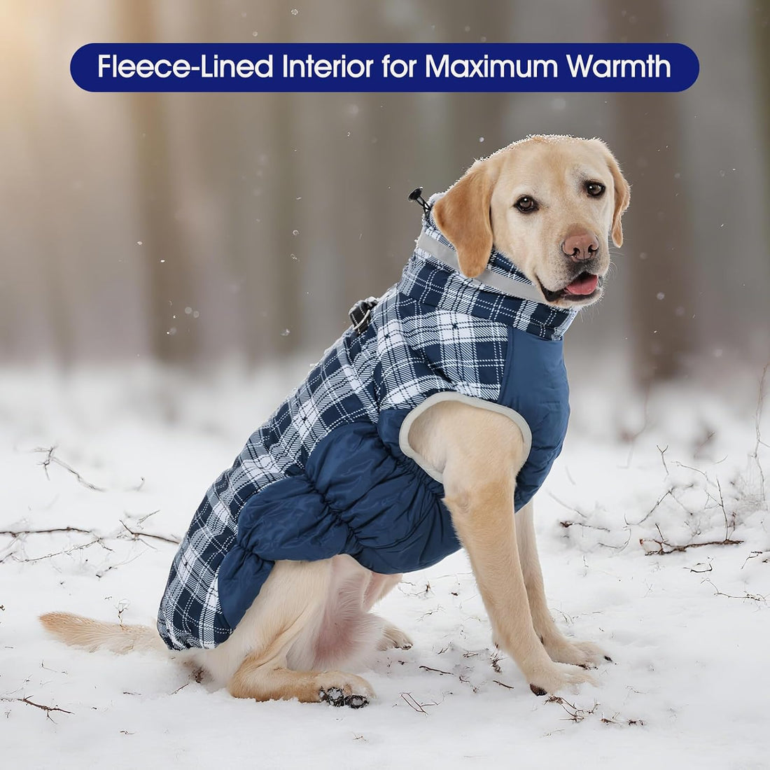 FUAMEY Dog Cold Weather Coats Reflective Dog Warm Jacket with Harness