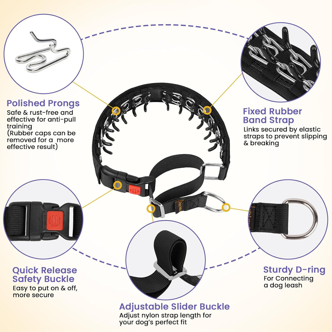 Crazy Felix No Pull Dog Collar, Hidden Martingale Training Collar