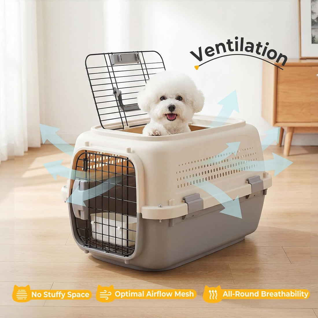 NEWBULIG 23" Hard-Sided Dog Carrier for Small Dogs & Cats