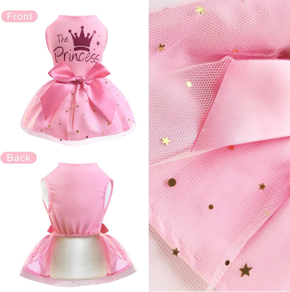 Idepet Princess Dog Dress Puppy Skirt Pet Apparel Birthday Tutu