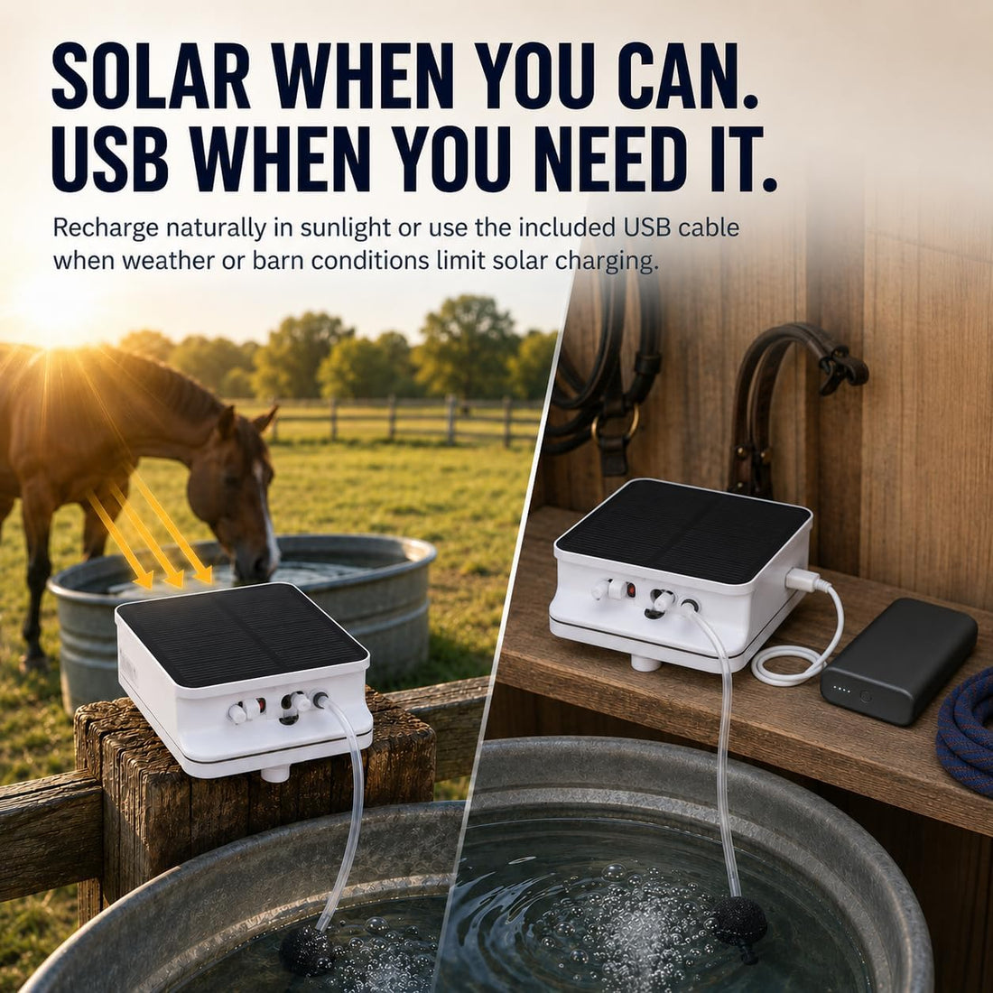 Solar Horse Water Trough Aerator