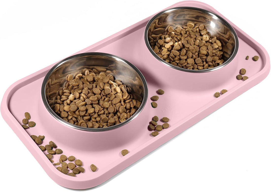 L.D.Dog Cat Food Bowls, Cat Bowls Non-Skid and Non-Spill Silicone