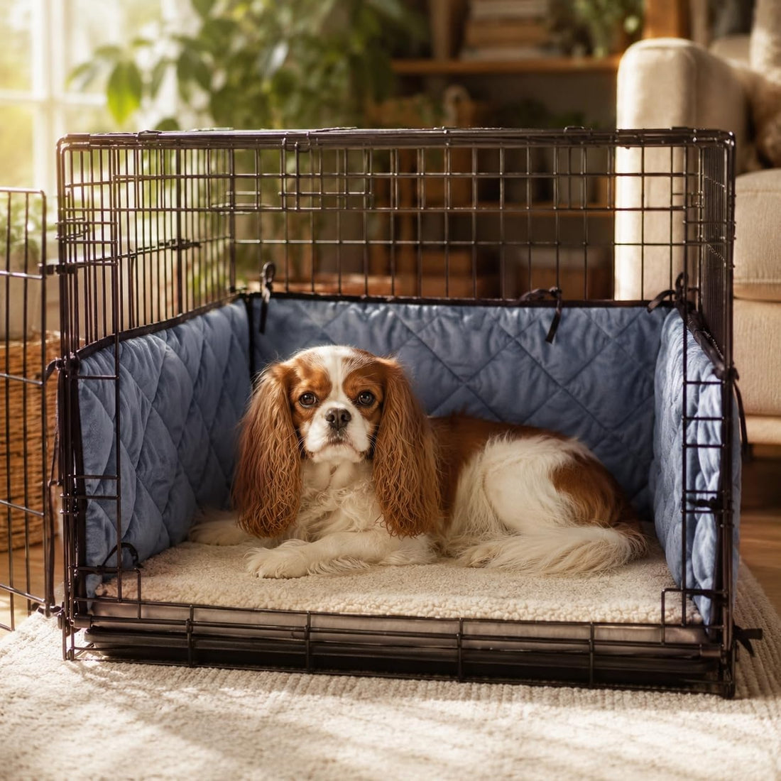 Dog Crate Bumper with Ties, 18"X12"X7" Gray for Inside Crate Tail