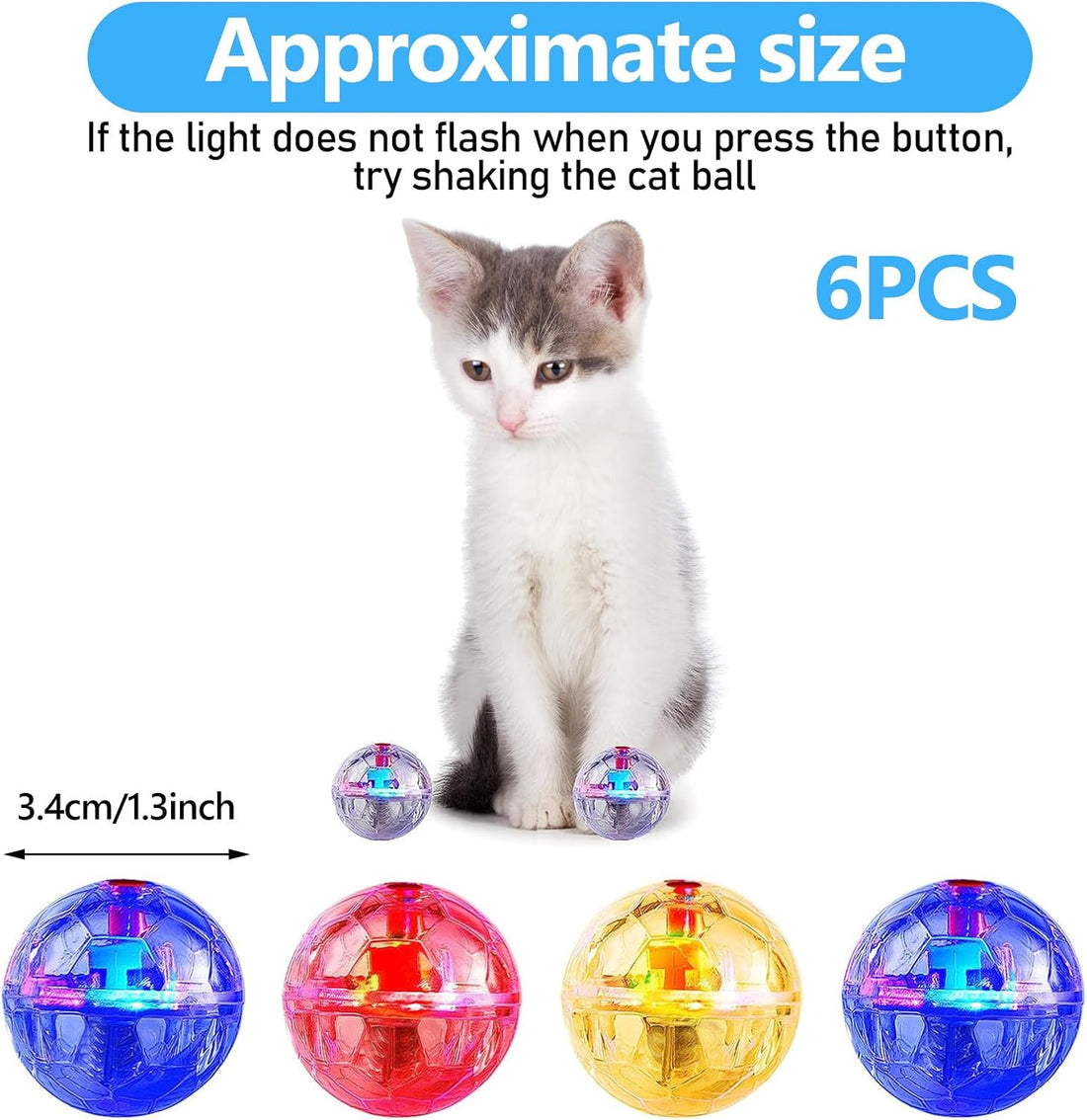 Sratte 6 Pcs Cat Ball Ghost Hunting Light up Toy