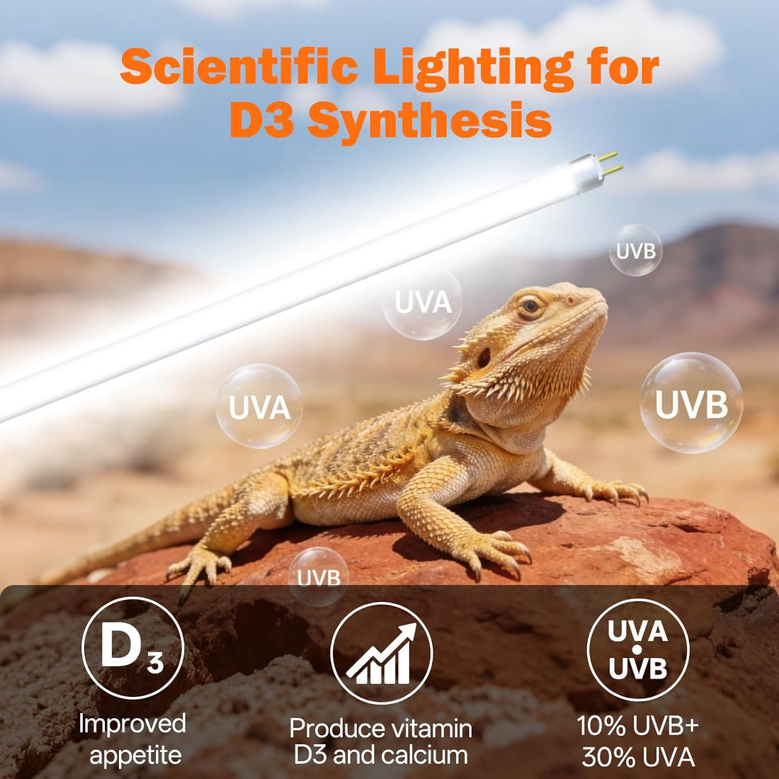 T5 10.0 UVB Reptile Light Fixture Combo Kit 24W 22''