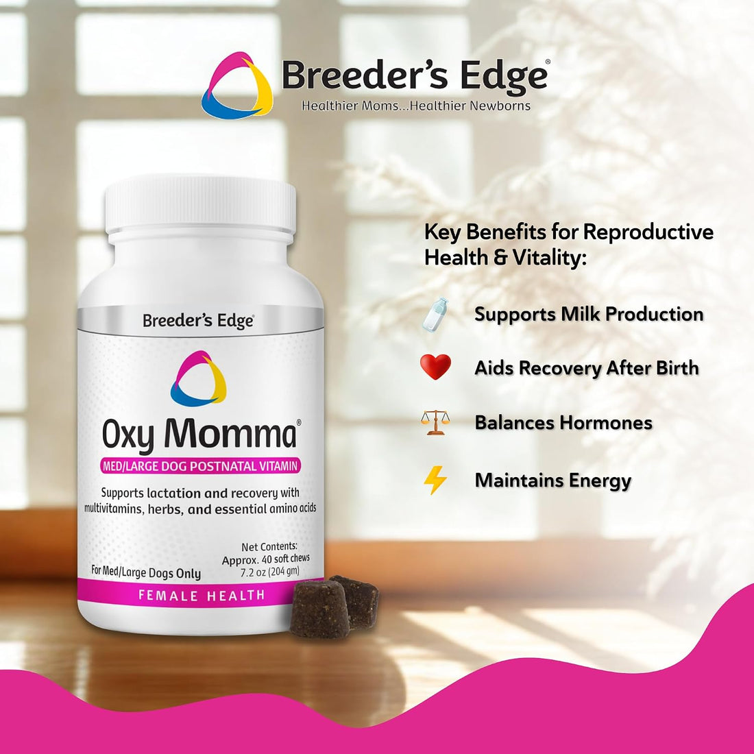 Breeder's Edge Oxy Momma Postnatal Soft Chews, Medium & Large Dogs