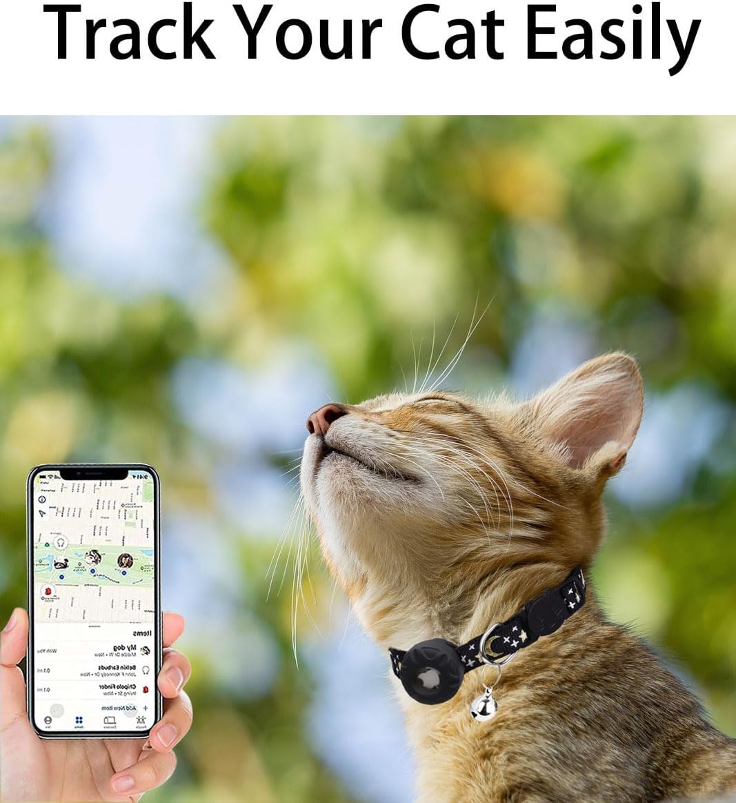 Airtag Cat Collar Breakaway, Safety Kitten Collar with Apple Airtag