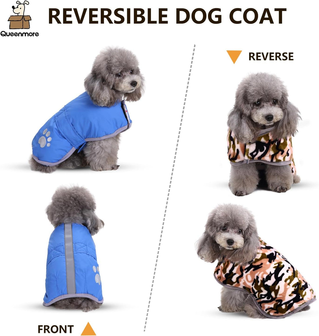 Queenmore Cold Weather Dog Coats Loft Reversible Winter Fleece Dog