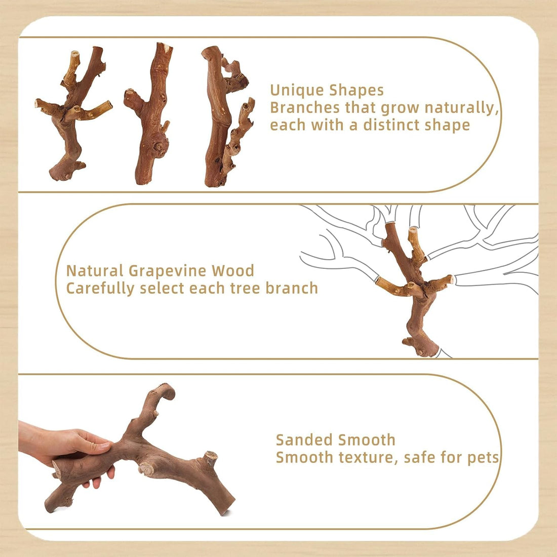 kathson 2Pcs Wood Hamster Climbing Branch Decor,Rat Climbing Chewing