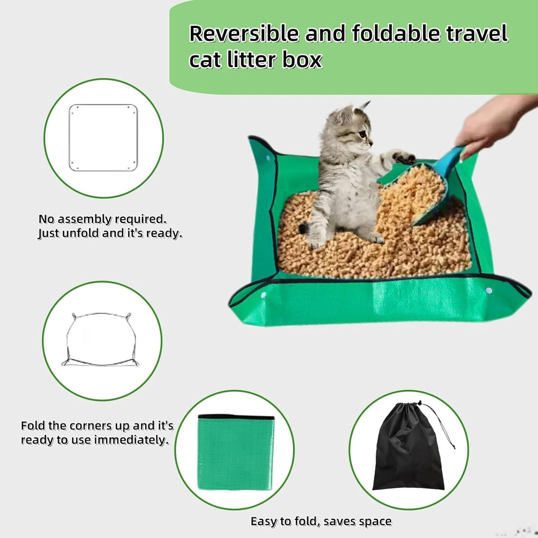 Portable Litter Box for Cats, 3-Pack, Expands to 25 Inches