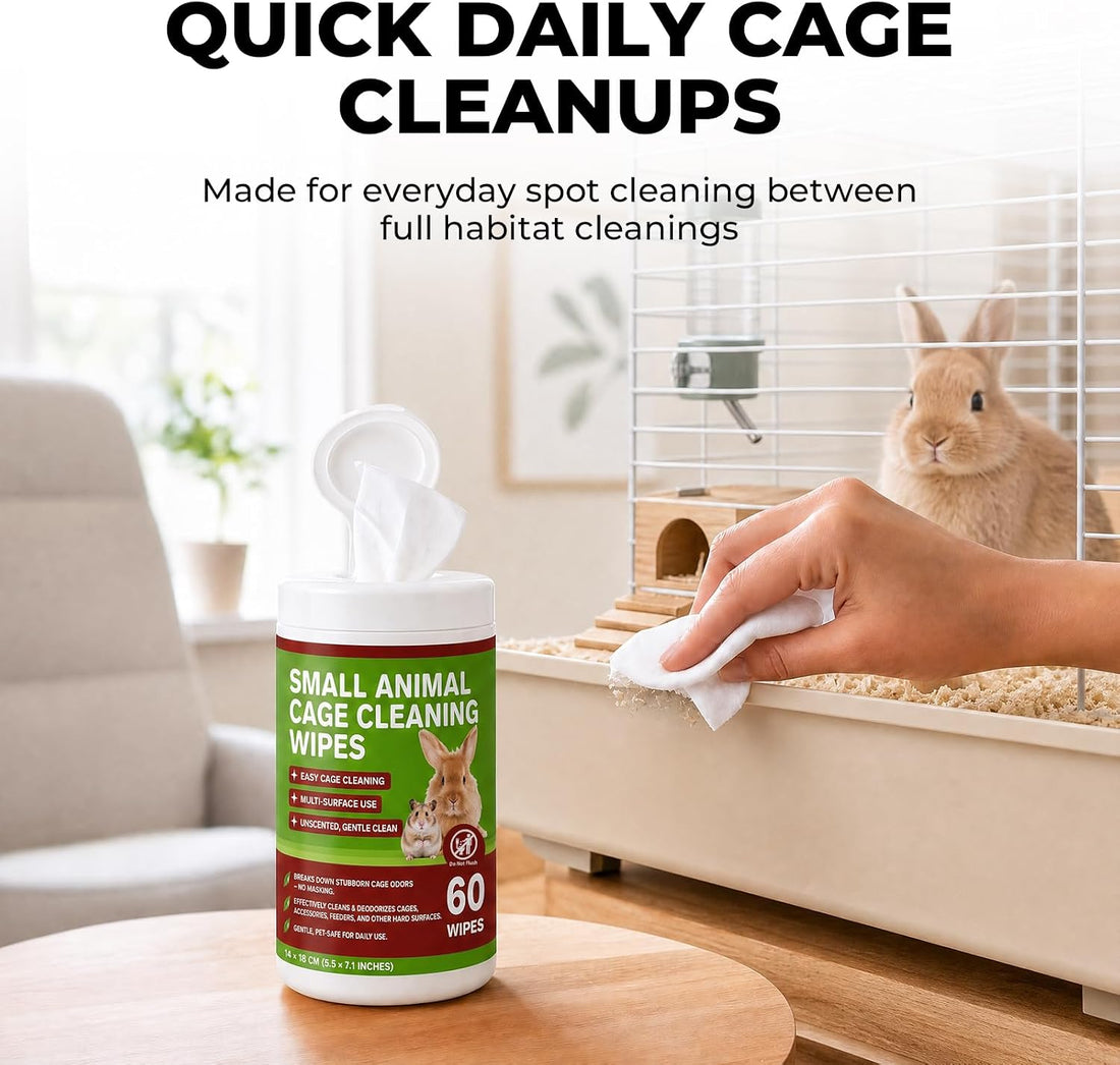 Small Animal Cage Cleaning Wipes, Unscented, 2 Pack 120 Wipes
