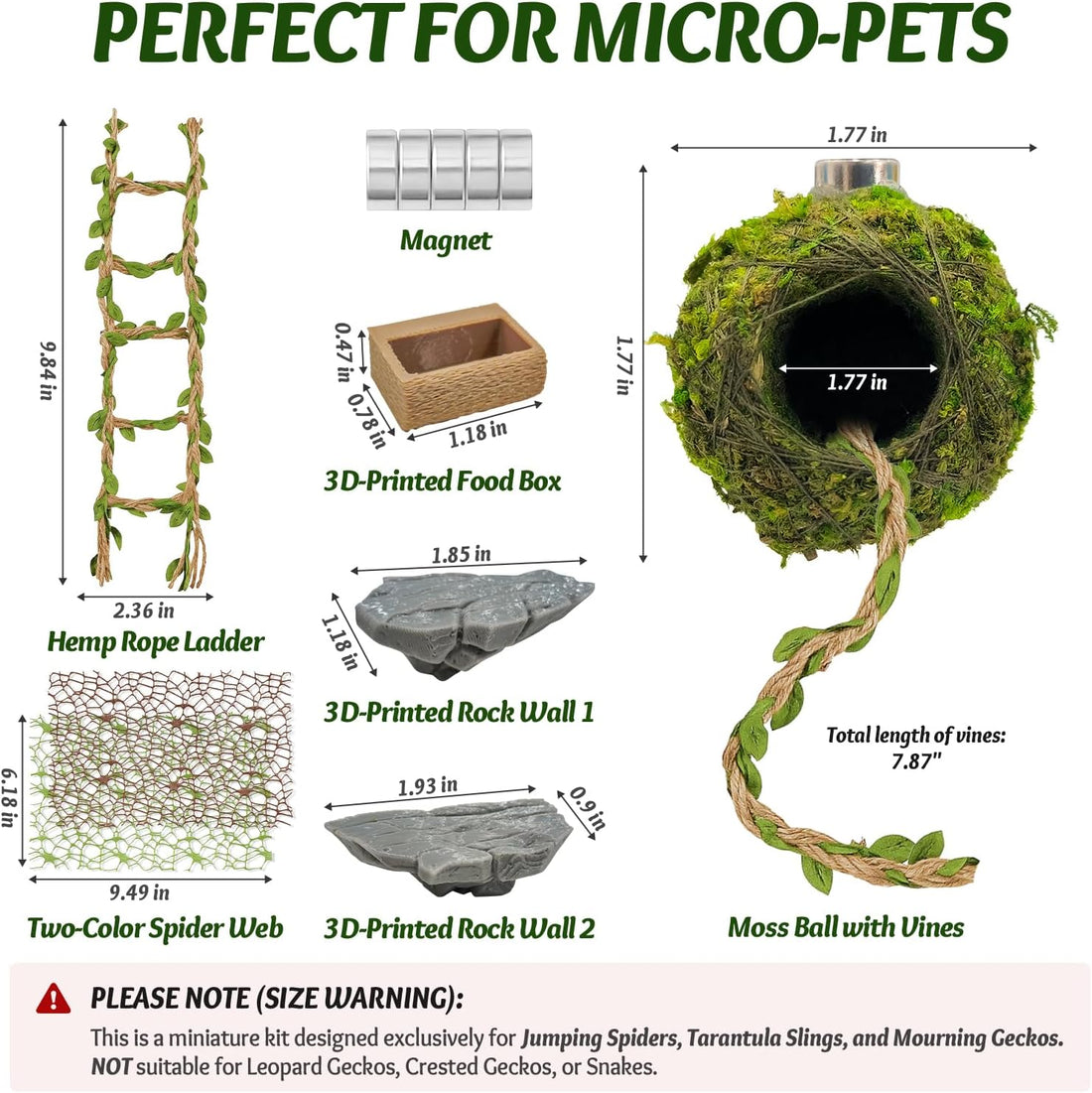 Jumping Spider Enclosure Accessories Kit - Magnetic Moss Ball Hideout