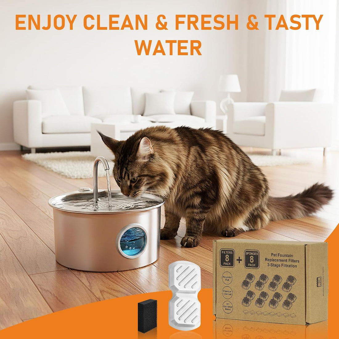 8 Pack Cat Water Fountain Filters Replacement