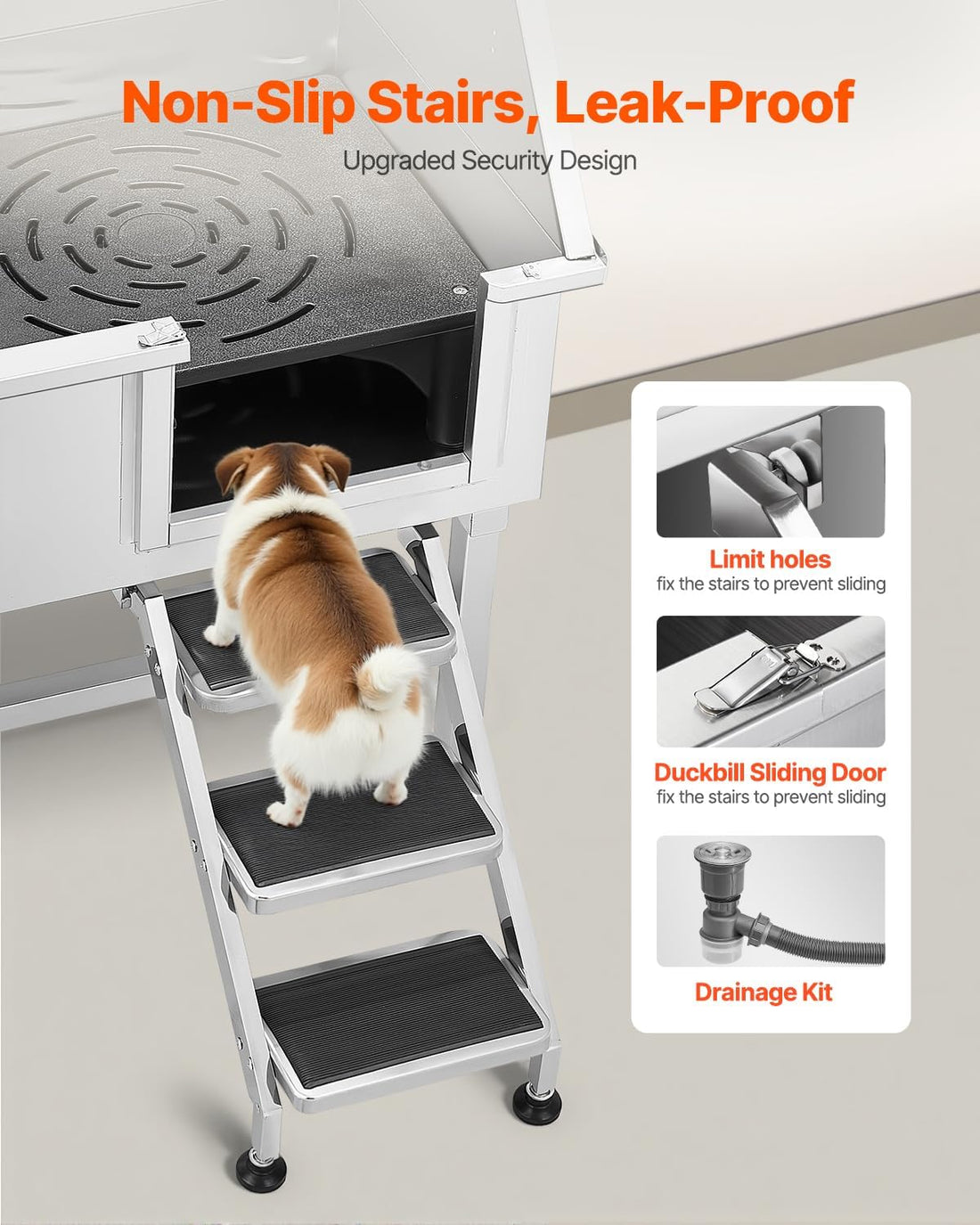 VEVOR 38 Inch Stainless Steel Dog Washing Station