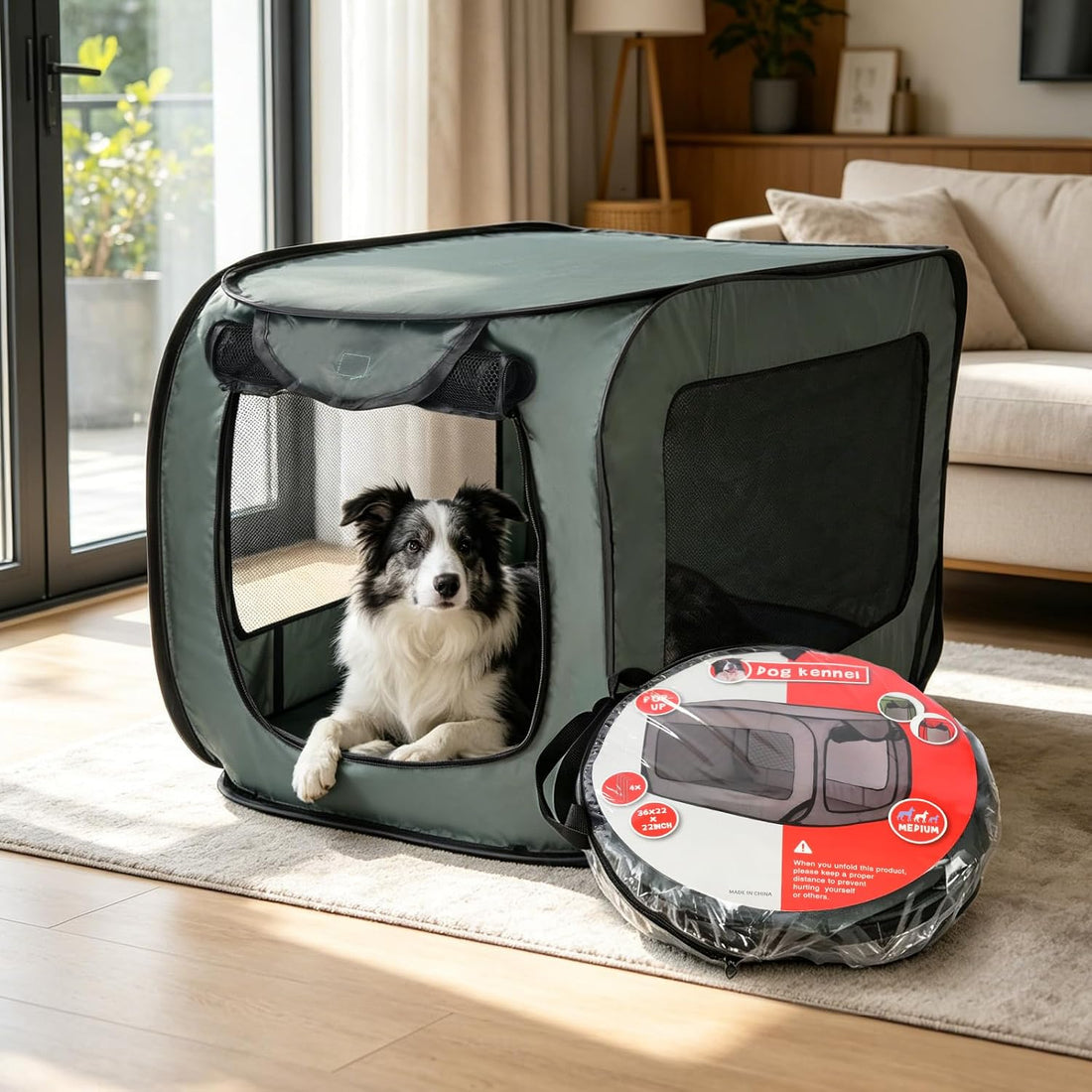 Foldable 36" Dog Crate for Medium Dogs