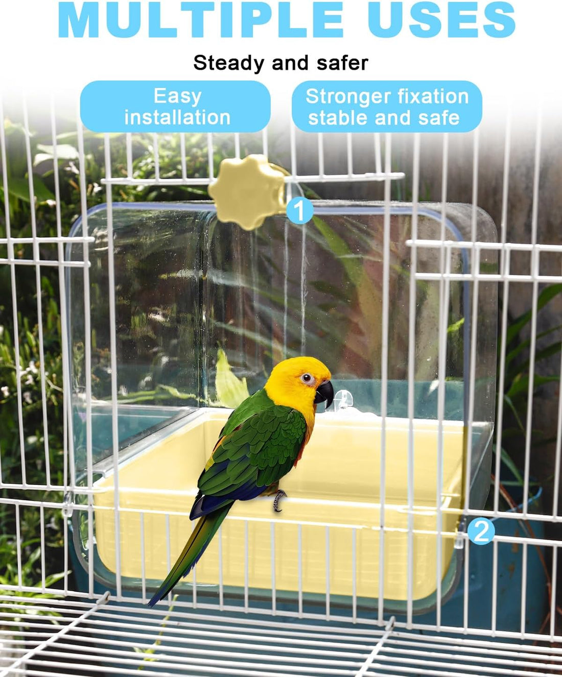 Hanging Bird Bath for Cage, 3 in 1 Multifunction Bird Bath/Bowl/House