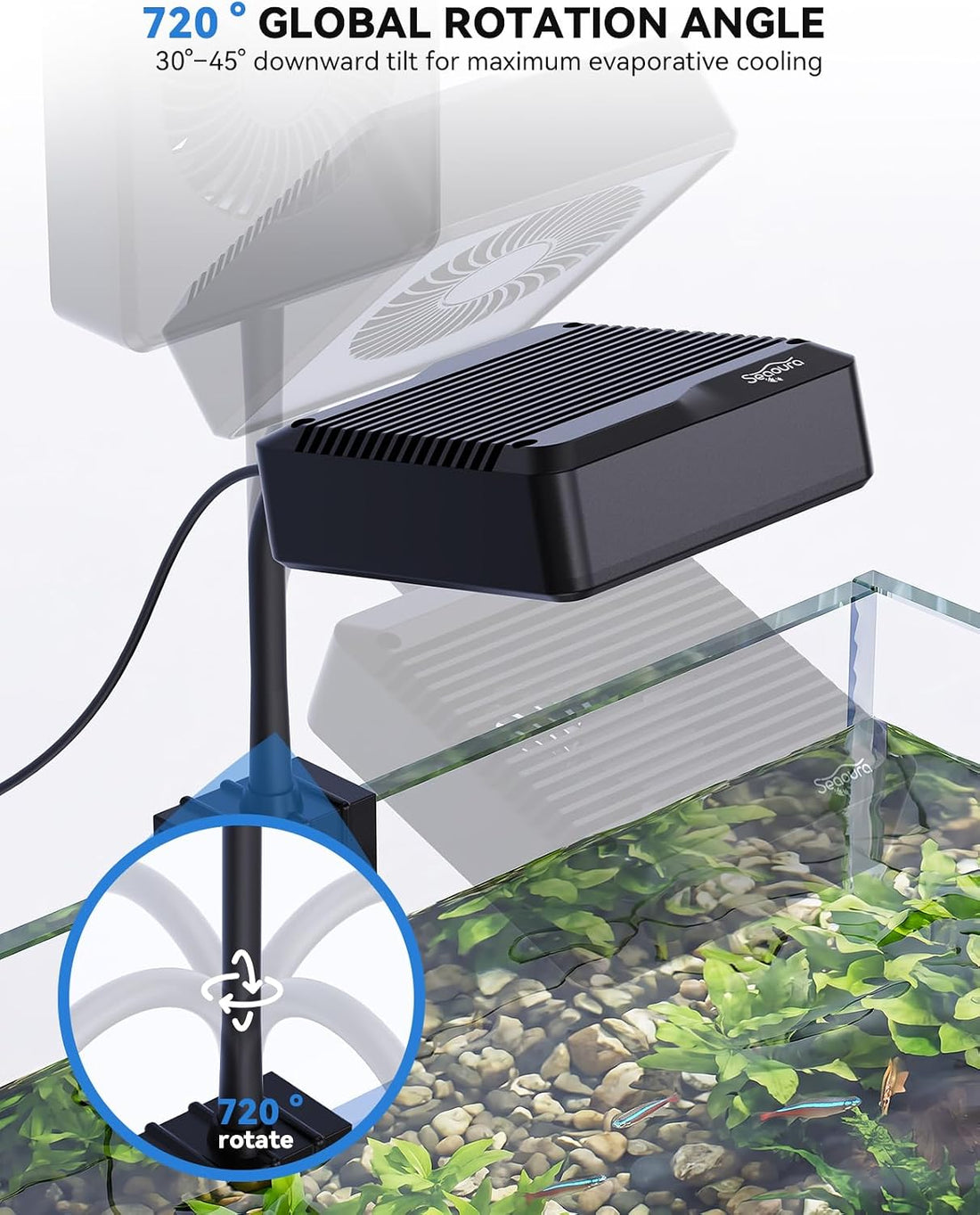 SEAOURA Aquarium Chiller Fan, Cooling for Fish Tank