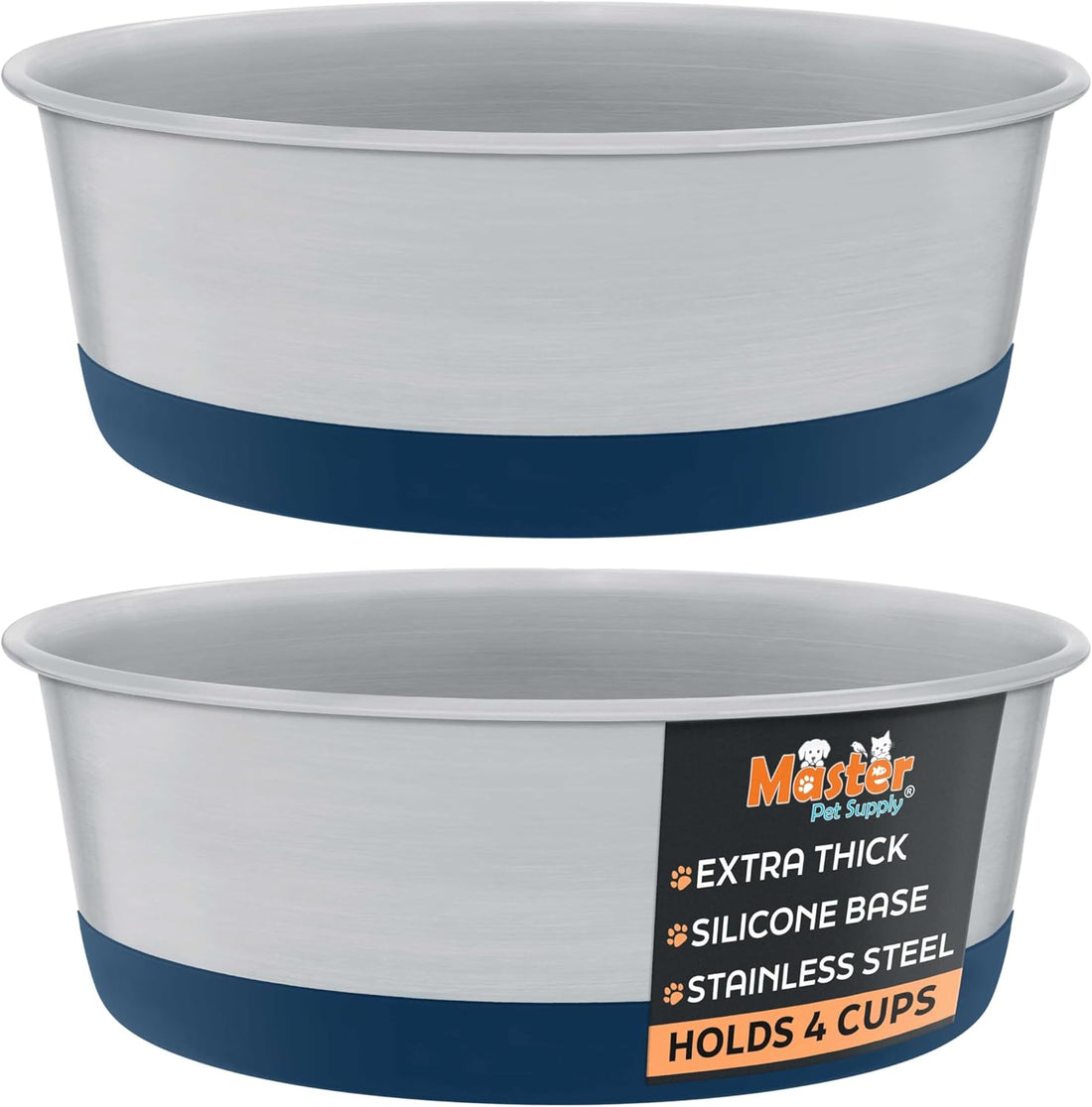 Master Pet Supply Stainless Steel Dog Bowls - 4 Cup (32 oz)