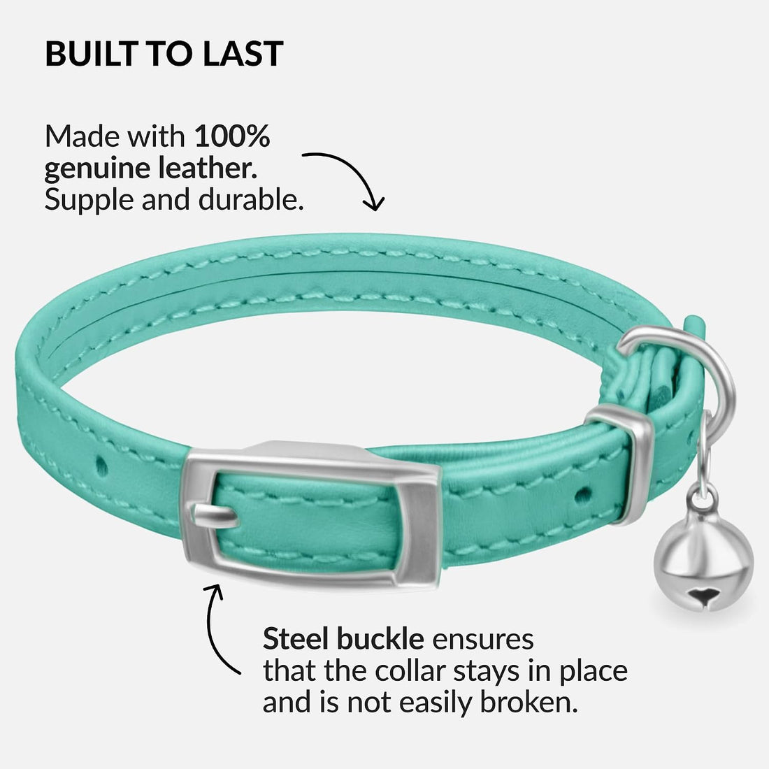 Soft Leather Cat Collar with Safety Elastic Strap