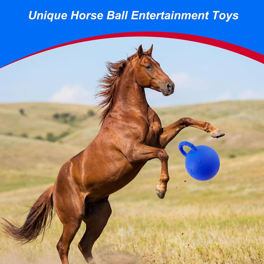 2 Pcs 10" Horse Herding Ball with Handle, Fruit Scented, Blue