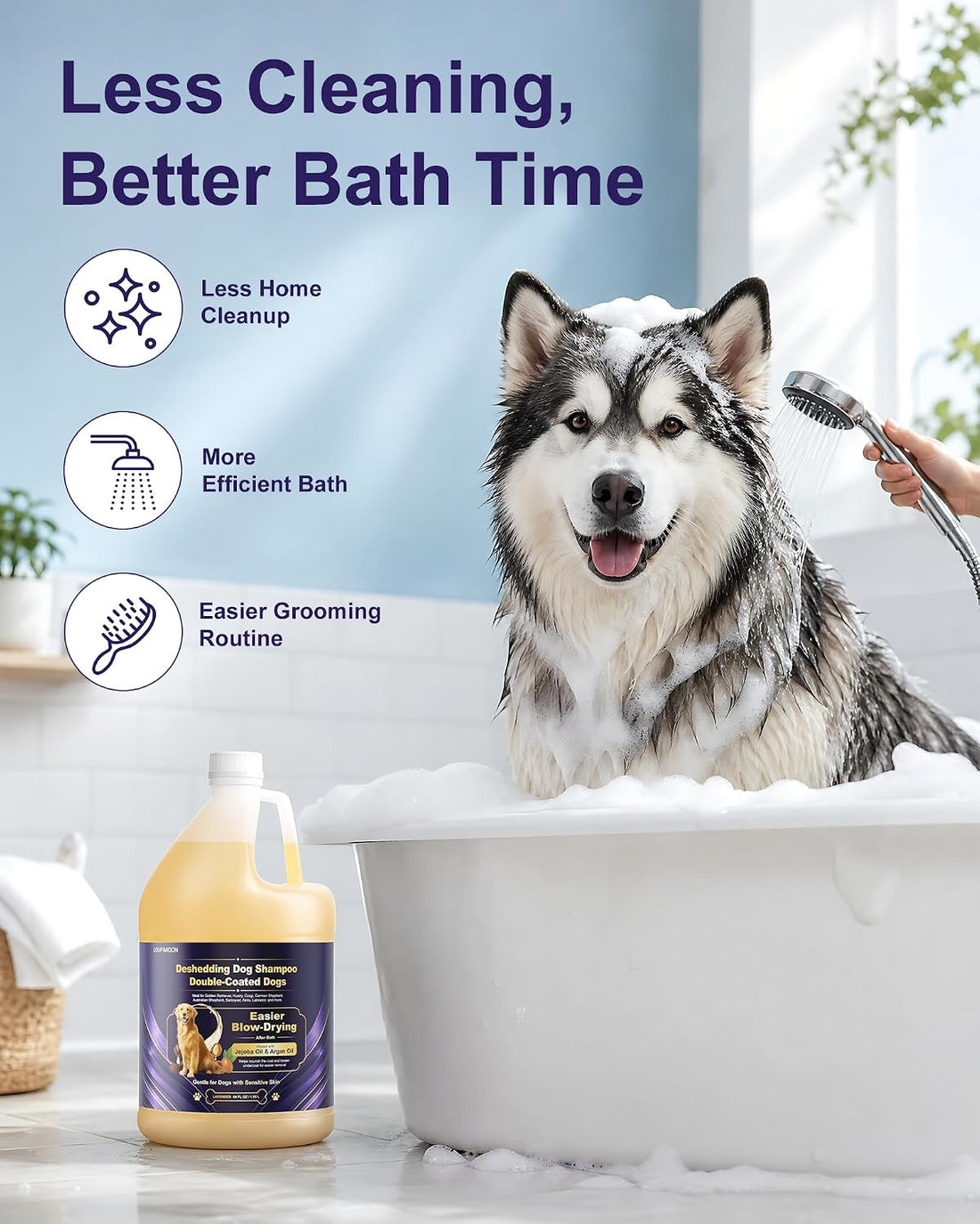 64 FL OZ Deshedding Dog Shampoo Sensitive Skin Friendly