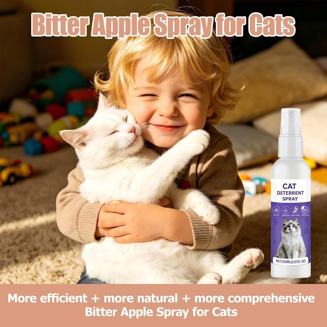 Bitter Apple Spray for Cats, Cat Deterrent Spray for Scratching