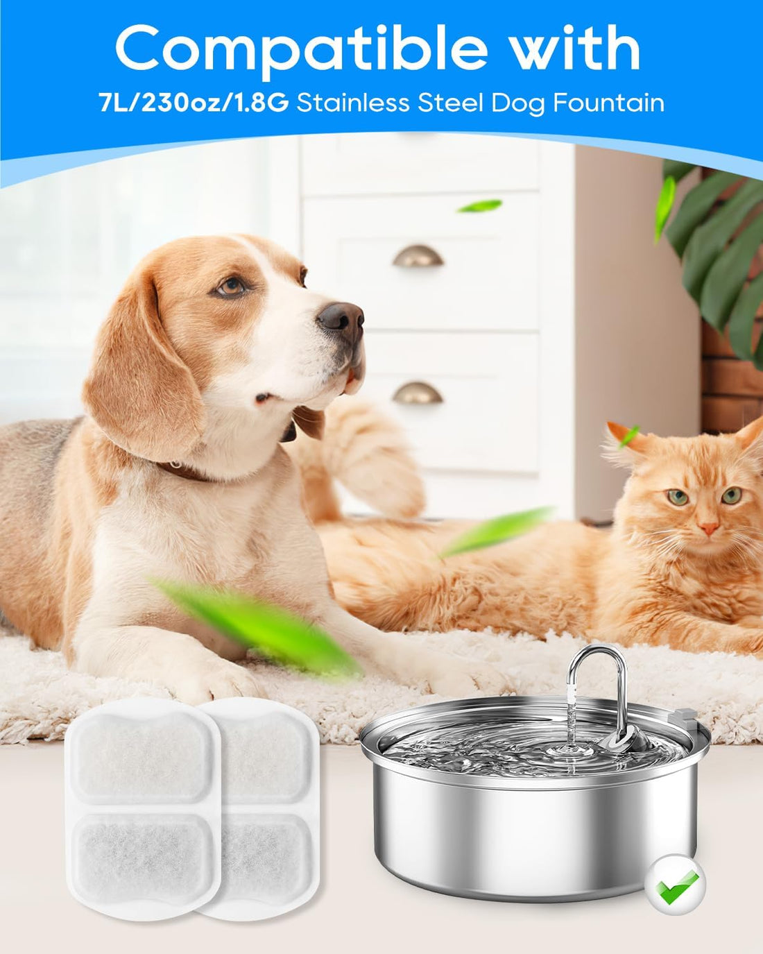10 Set Dog Water Filter Replacement Fit for oneisall Dog Water