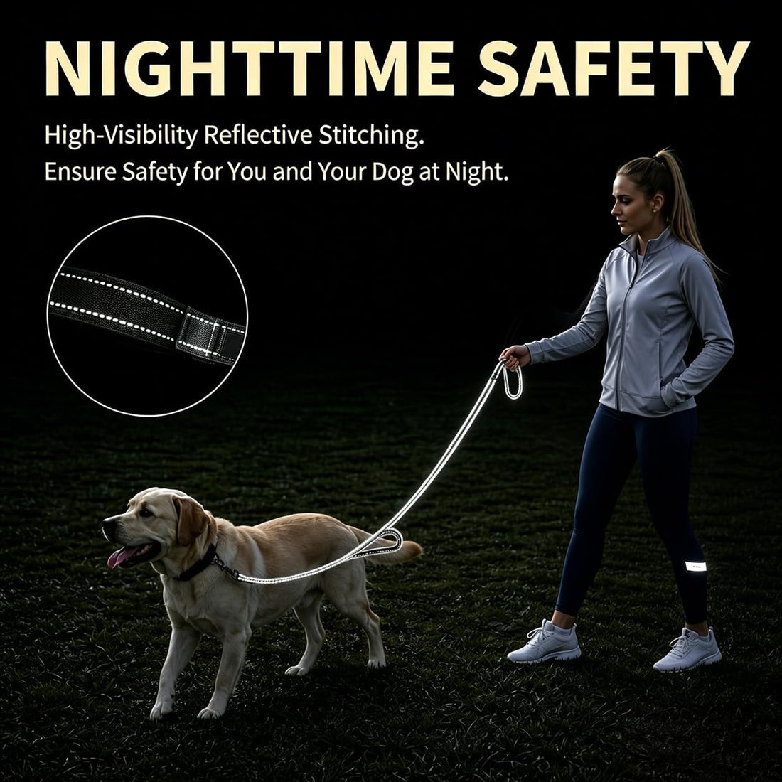 2 Pack Dog Leash, 6 FT Heavy Duty Dual Handle Reflective Leash