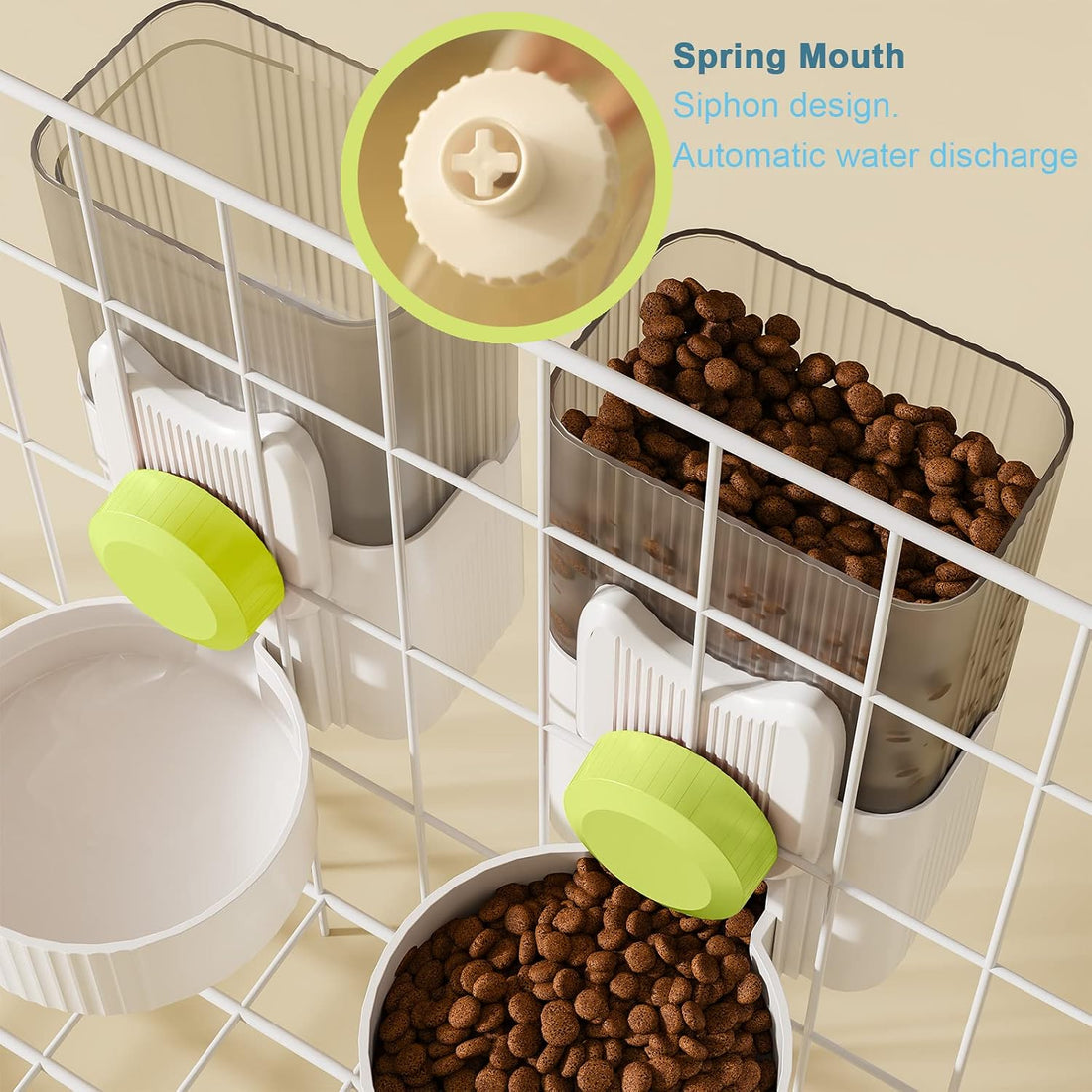Lemtrflo Rabbit Water Dispenser, Cage Automatic Hanging Bunny Feeder