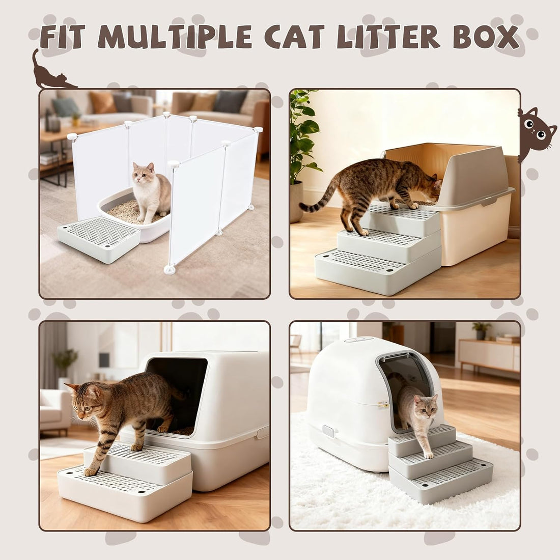 Adjustable 3-Step Cat Ramp for Litter Box, Litter Trapper
